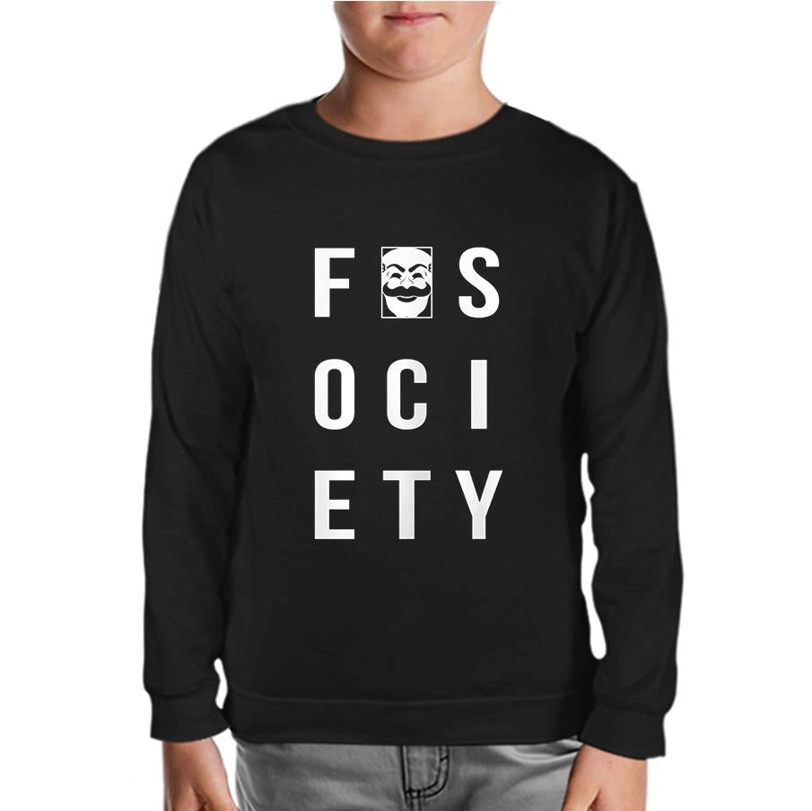 Mr.Robot - Fsociety Logo Black Kids Sweatshirt
