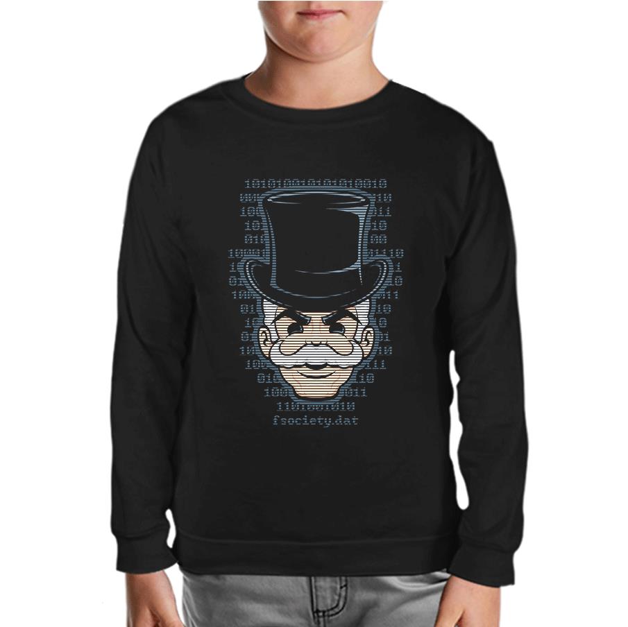Mr. Robot - FSociety Black Kids Sweatshirt