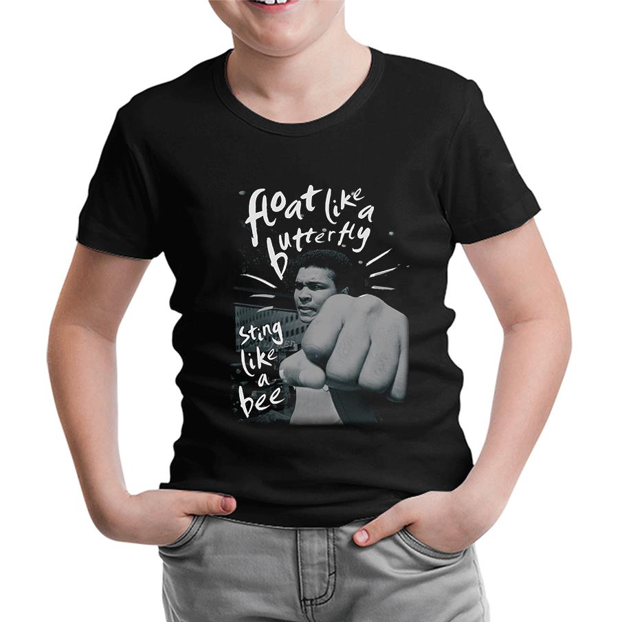 Muhammad Ali - Float Like a Butterfly Siyah Çocuk Tshirt