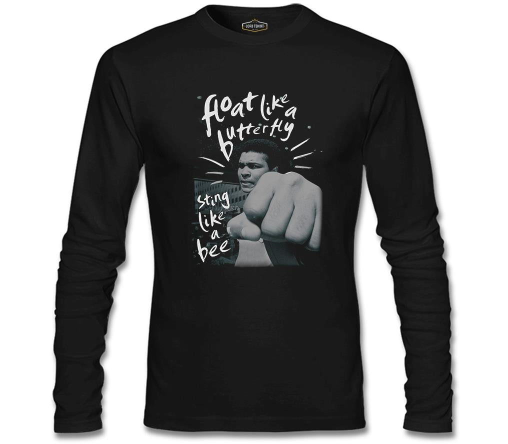 Muhammad Ali - Float Like a Butterfly Siyah Erkek Sweatshirt