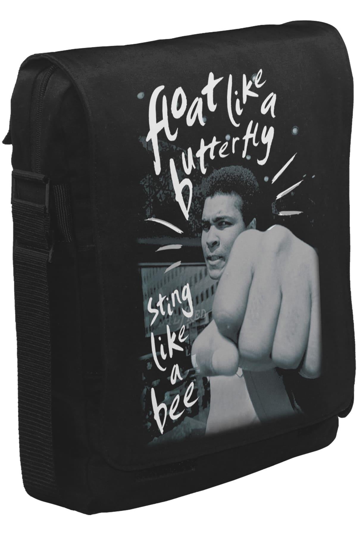 Muhammad Ali - Float Like a Butterfly Unisex Siyah Postacı Çanta