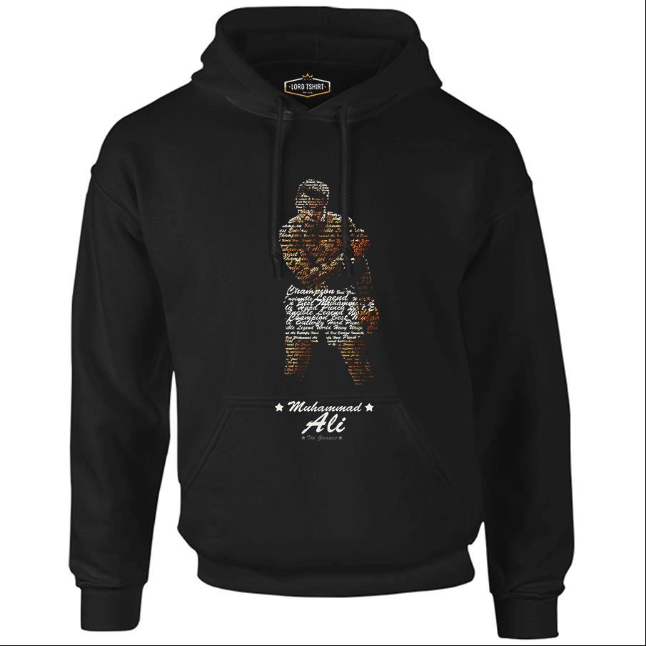 Muhammad Ali - Hard Punch Black Men's Zipperless Hoodie