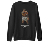 Muhammad Ali - Hard Punch  Siyah Erkek Kalın Sweatshirt