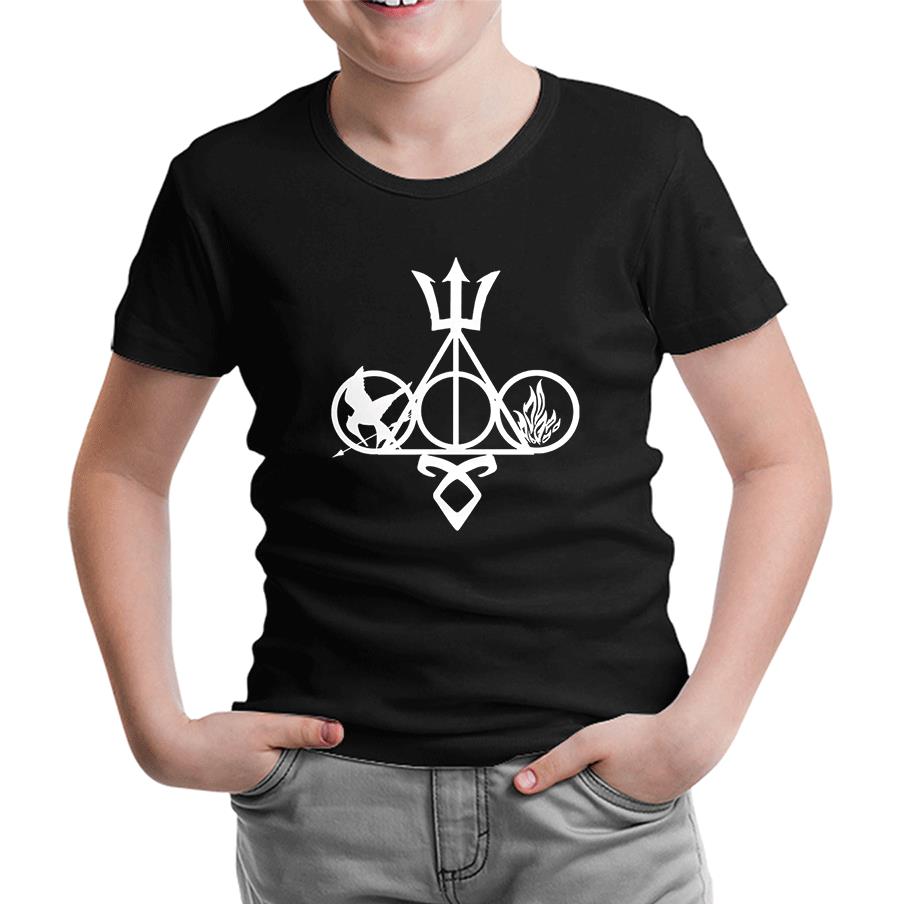 Multifandom Symbols Siyah Çocuk Tshirt