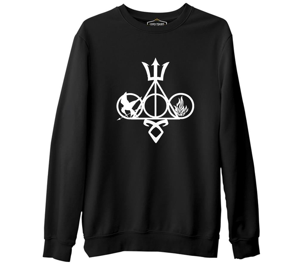 Multifandom Symbols  Siyah Erkek Kalın Sweatshirt