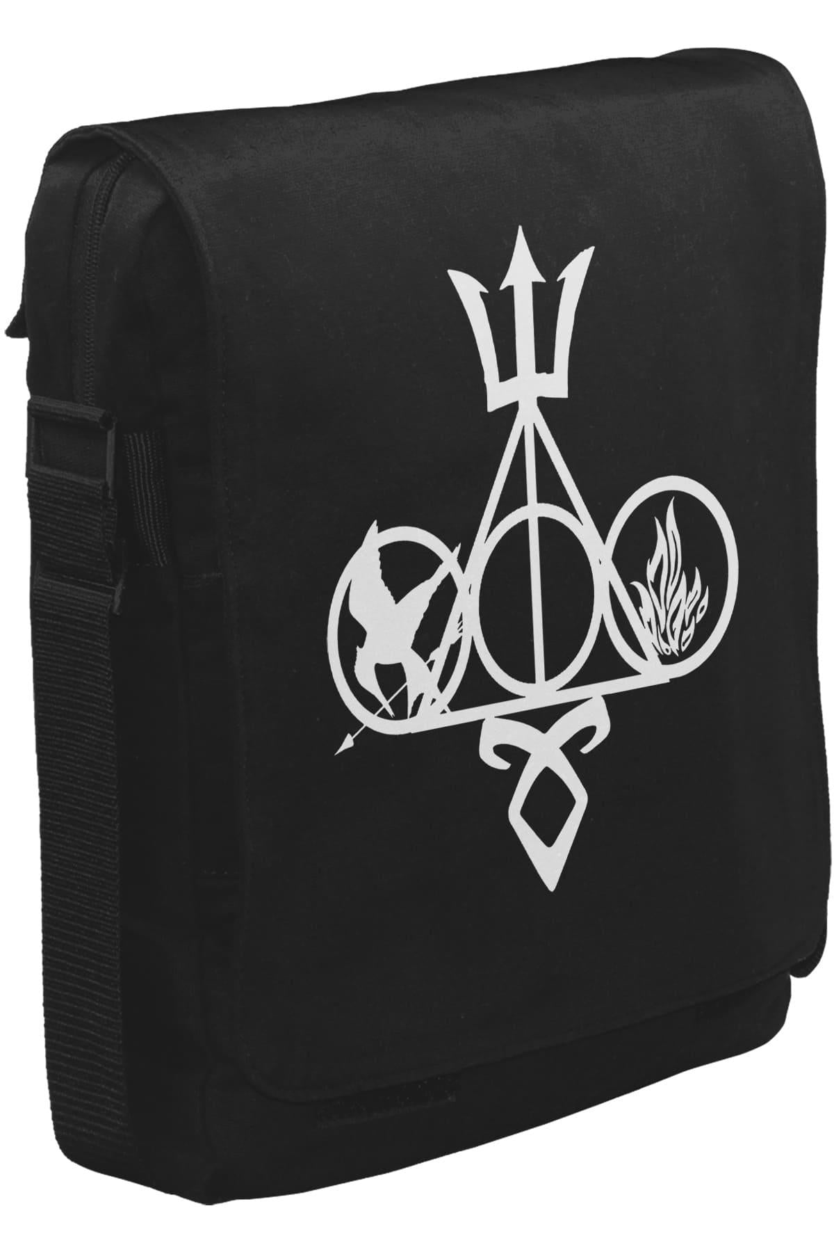 Multifandom Symbols Unisex Siyah Postacı Çanta