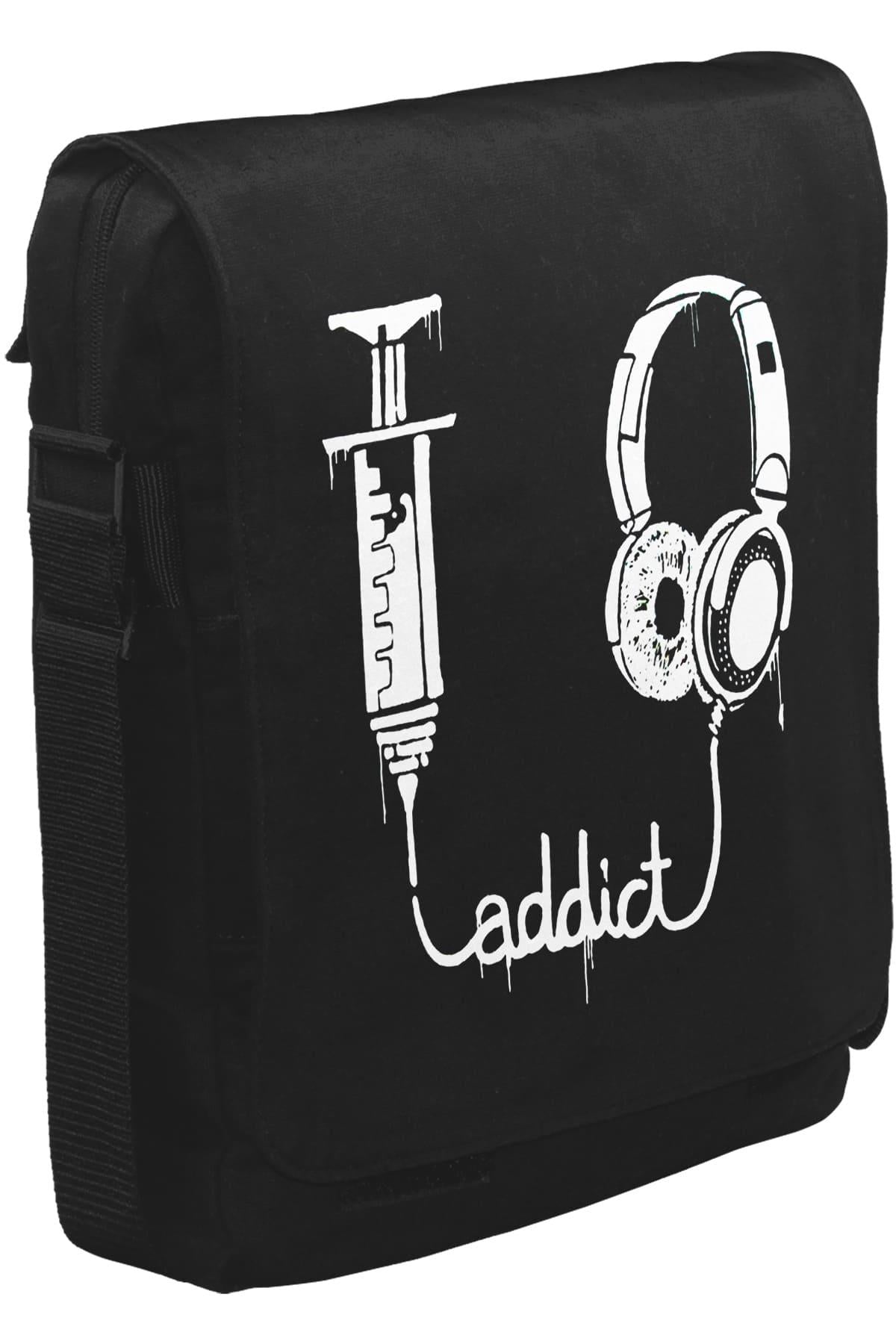 Music Addict Unisex Siyah Postacı Çanta