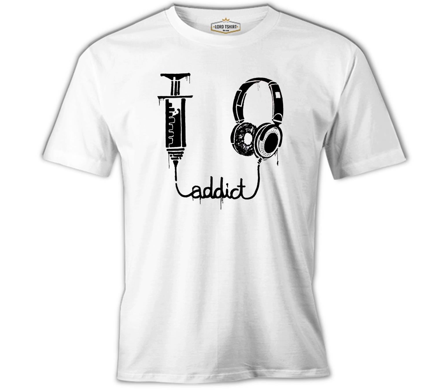 Music - Addict White Men's Tshirt 