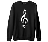 Müzik - Nota  Siyah Erkek Kalın Sweatshirt