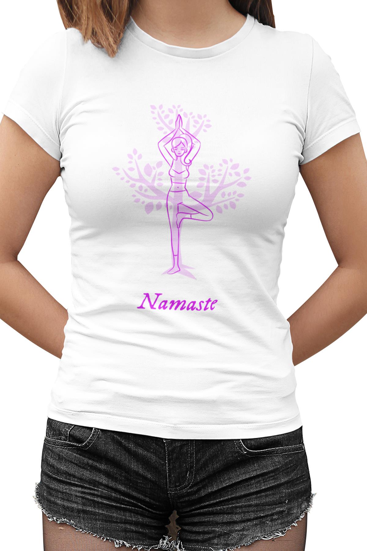 Namaste Beyaz Kadın Tshirt