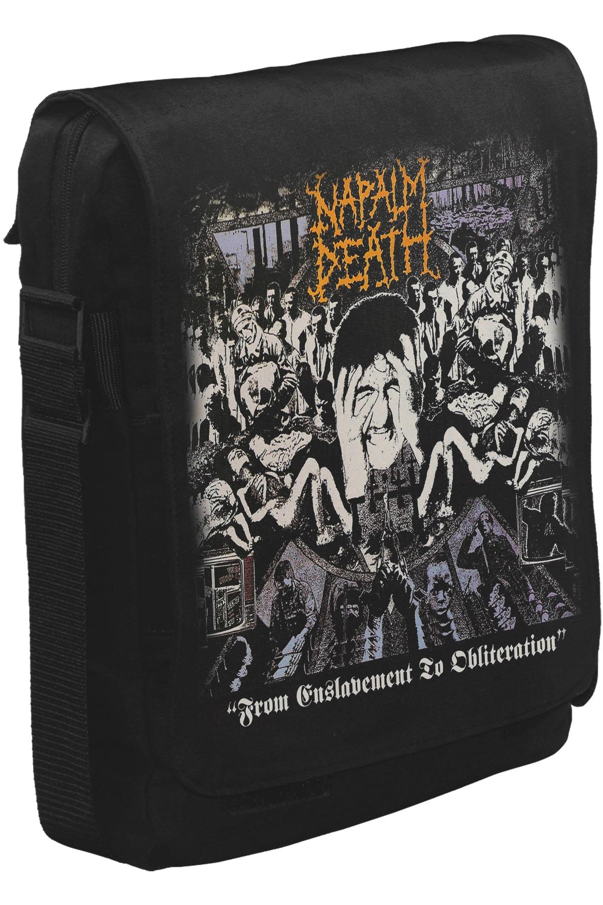 Napalm Death - From Enslavement Unisex Siyah Postacı Çanta