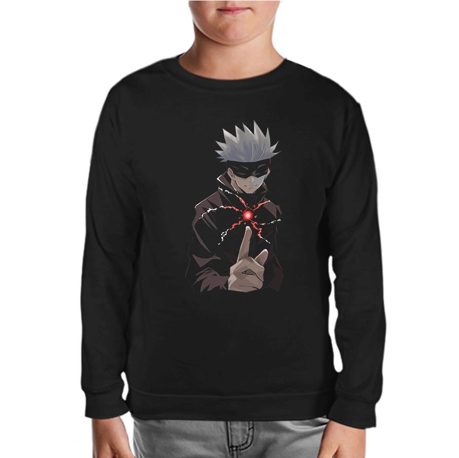 Naruto Gojo Saturo Siyah Çocuk Sweatshirt