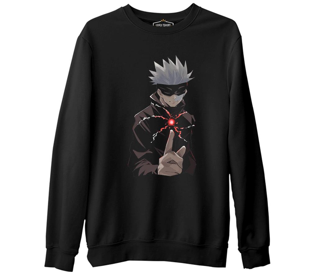 Naruto Gojo Saturo Siyah Erkek Kalın Sweatshirt