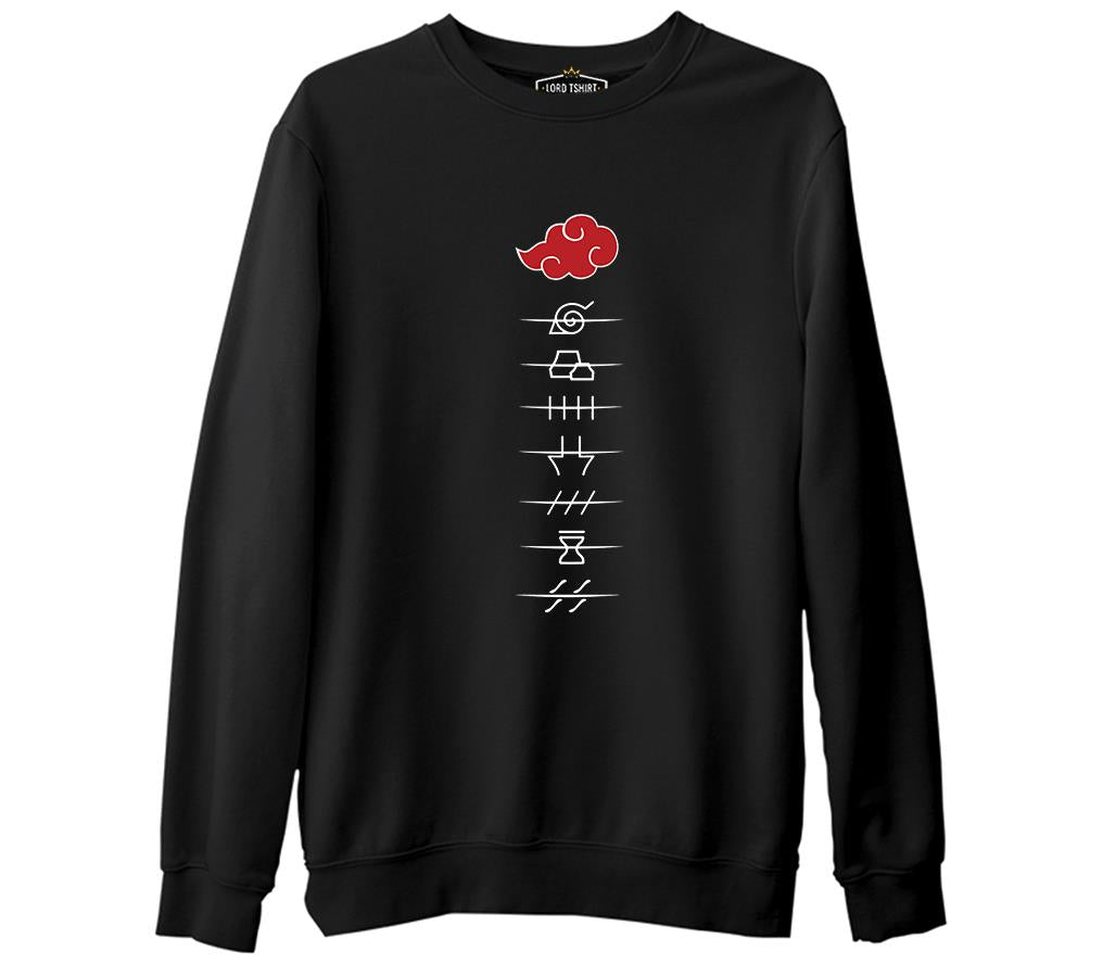 Naruto - Hidden Villages Akatsuki Siyah Erkek Kalın Sweatshirt