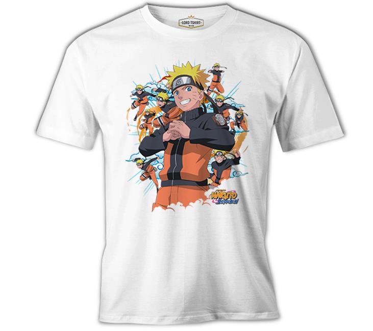 Naruto with Several Naruto Figures White Men's Tshirt