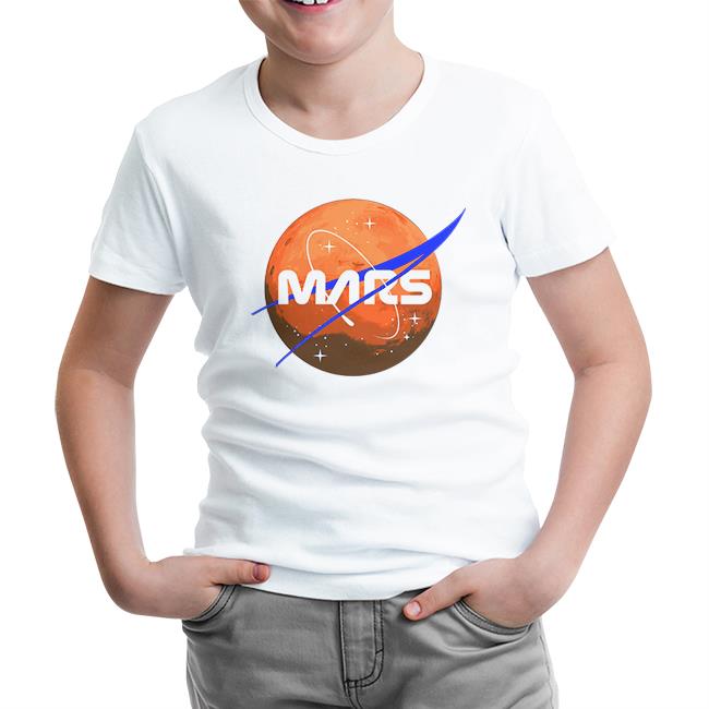 Nasa Mars Logo White Kids Tshirt