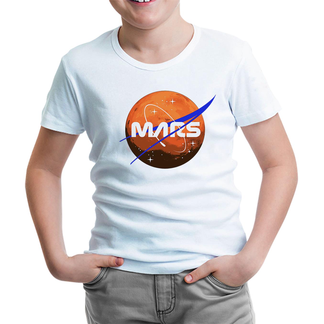 Nasa Mars Logo Beyaz Çocuk Tshirt