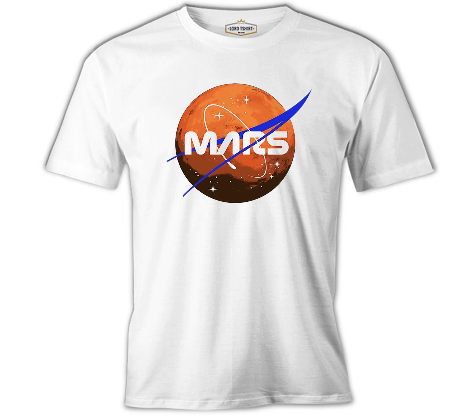 Nasa Mars Logo Beyaz Erkek Tshirt