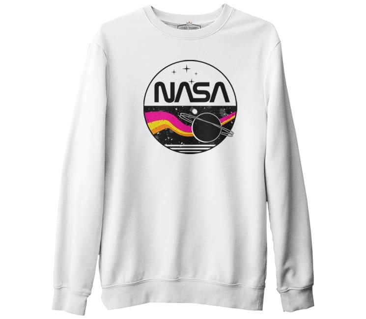 Nasa - Milky Way Beyaz Erkek Kalın Sweatshirt