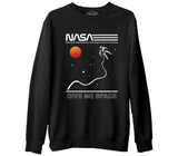 Nasa -Uzay Siyah Erkek Kalın Sweatshirt