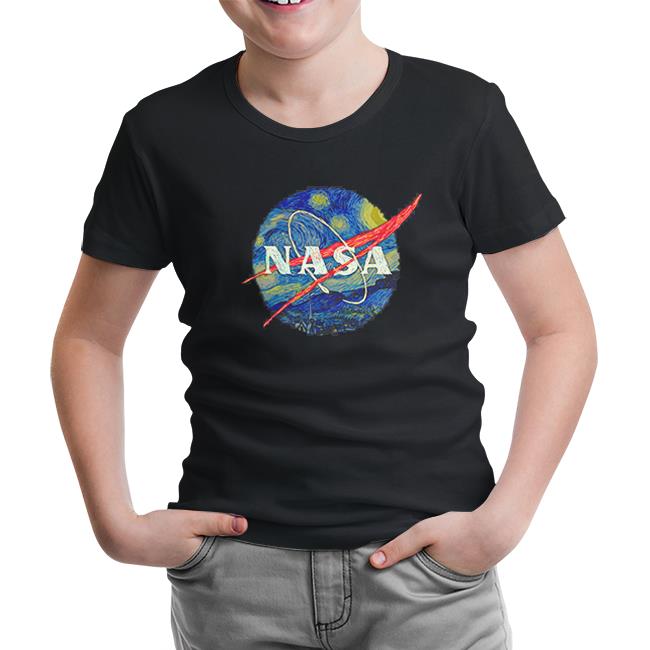 Nasa - Van Gogh Black Kids Tshirt