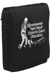 Ne Mutlu Türküm Diyene -  Öğretmenler Günü Unisex Siyah Postacı Çanta