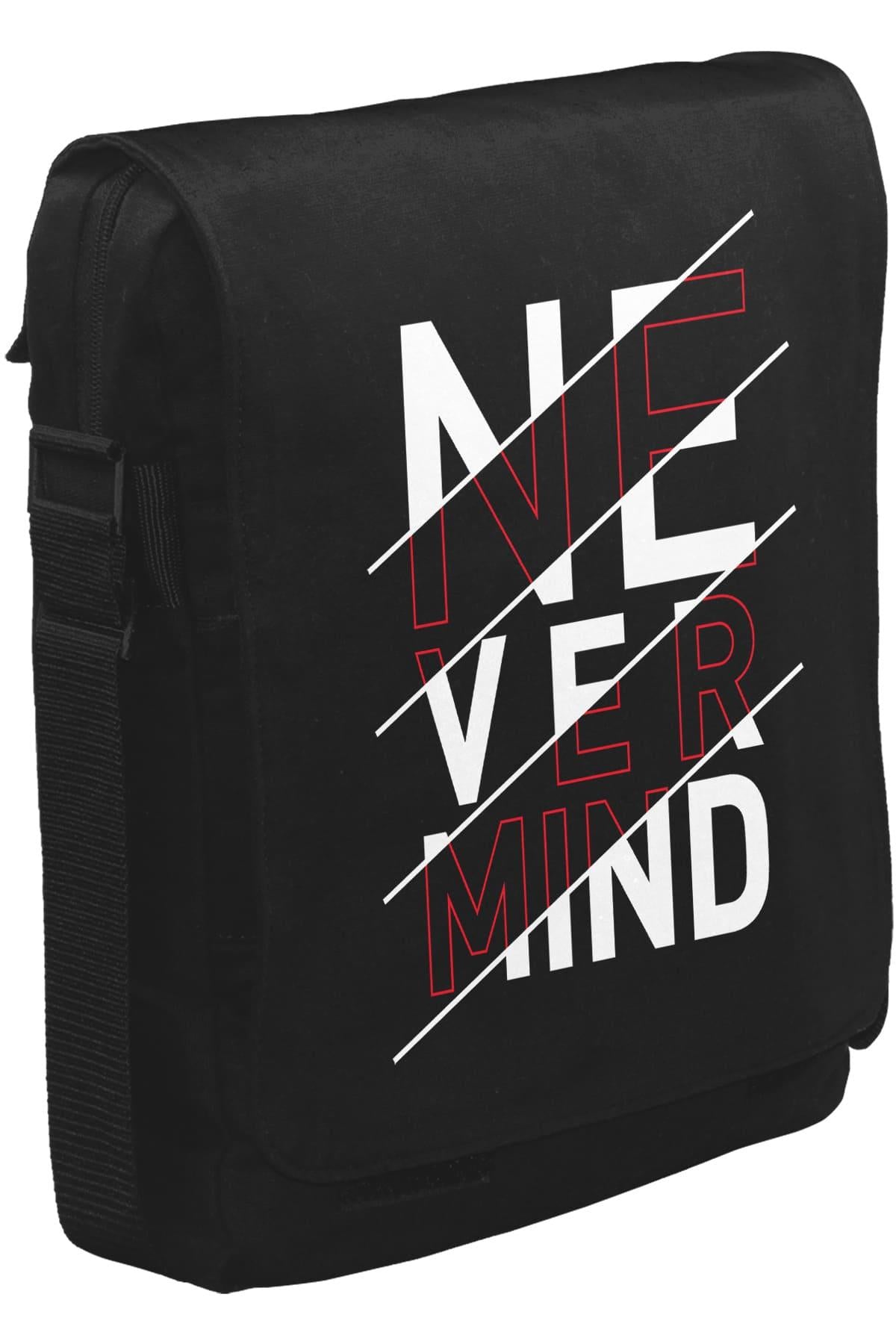 Never Mind Unisex Siyah Postacı Çanta