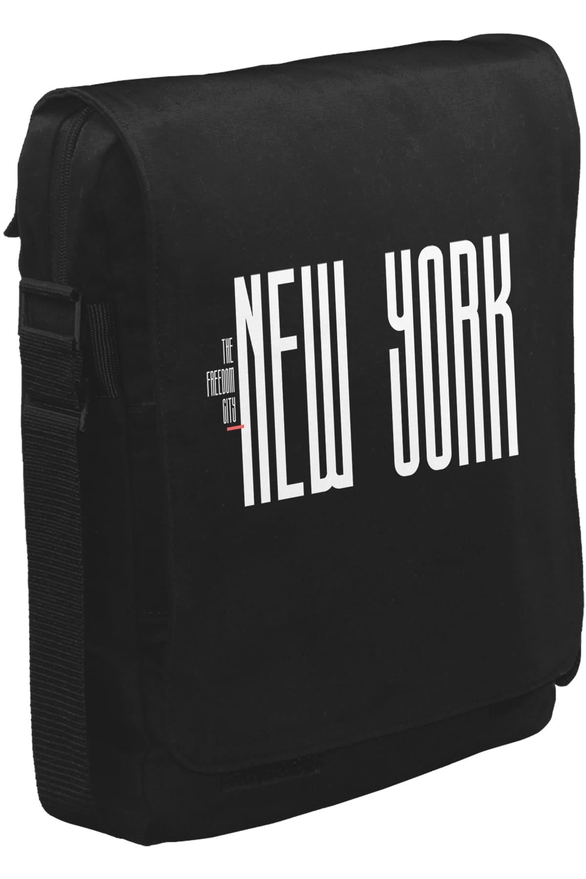 New York City - Freedom Unisex Siyah Postacı Çanta