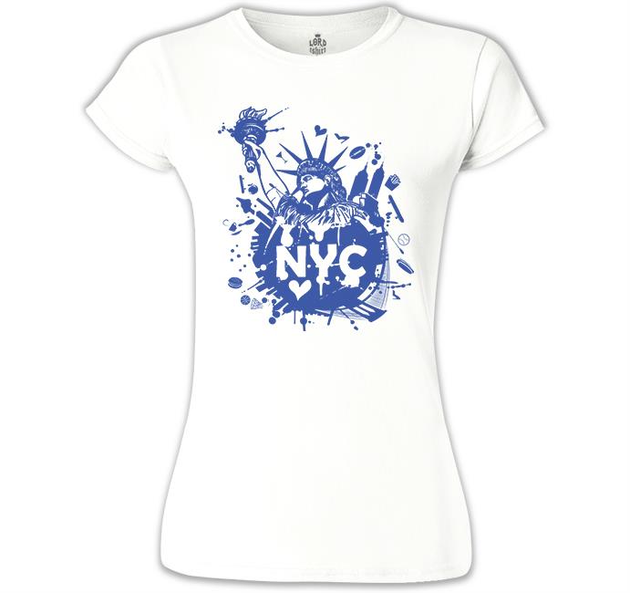 New York - Özgürlük Anıtı Beyaz Kadın Tshirt