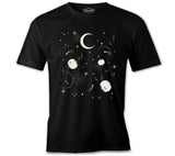 Night Sky with Moon and Stars Siyah Erkek Tshirt