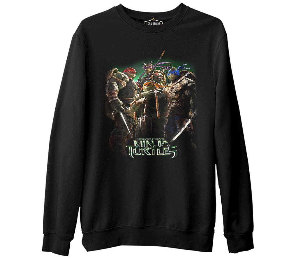 Ninja Turtles  Siyah Erkek Kalın Sweatshirt