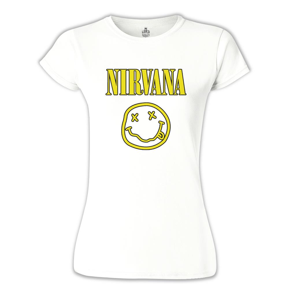 Nirvana - Logo 2  Beyaz Kadın Tshirt