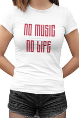 No Music No life Beyaz Kadın Tshirt