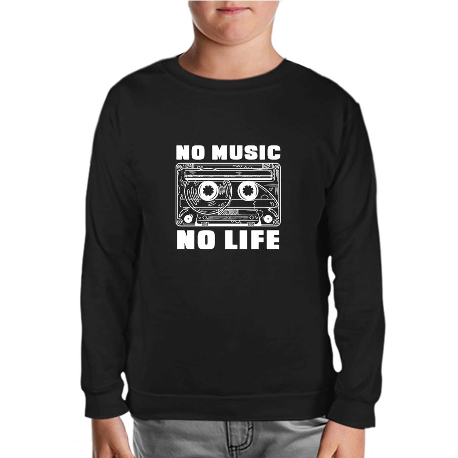 No Music No Life Cassette Tape Siyah Çocuk Sweatshirt
