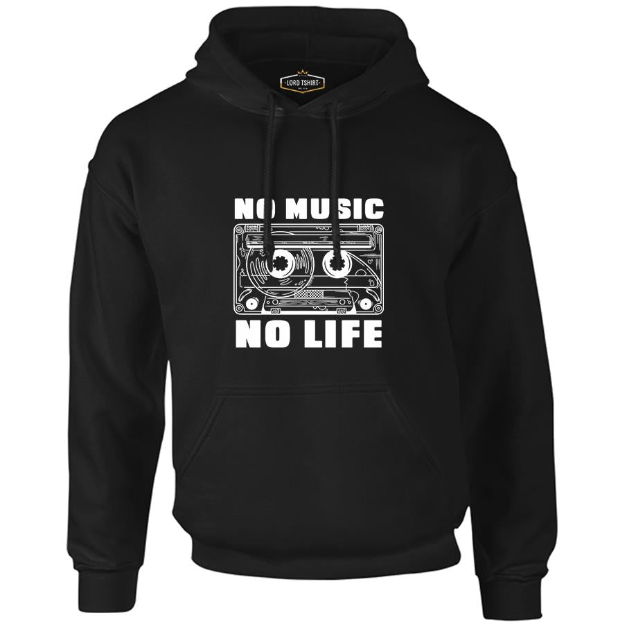 No Music No Life Cassette Tape Black Men's Zipperless Hoodie