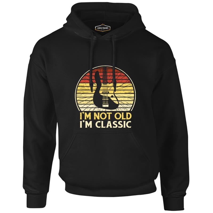 Not Old but Classic Guitar Black Men's Zipperless Hoodie
