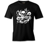 Octopus Skull with Bubbles Around Black Men's Tshirt