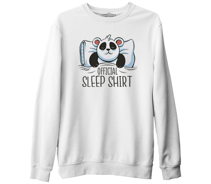 Official Sleep Tshirt Panda Sleeping Beyaz Erkek Kalın Sweatshirt