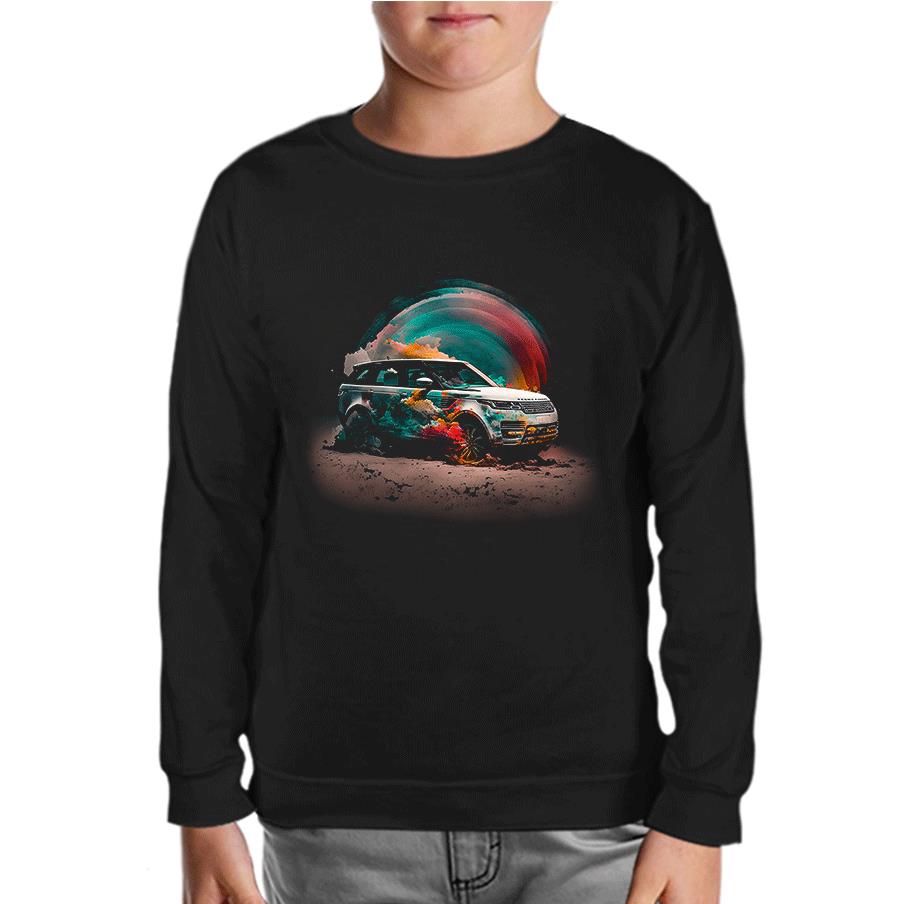 Offroad Car with Colorful Dust Background Black Kids Sweatshirt