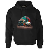 Offroad Car with Colorful Dust Background Black Men's Zipperless Hoodie