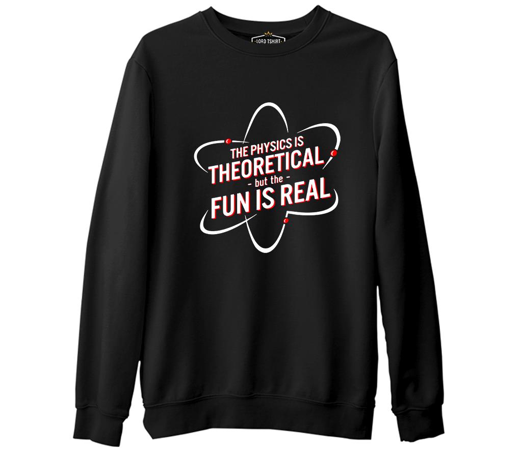 Okul ve Bilim - Fizik ve Atom Siyah Erkek Kalın Sweatshirt