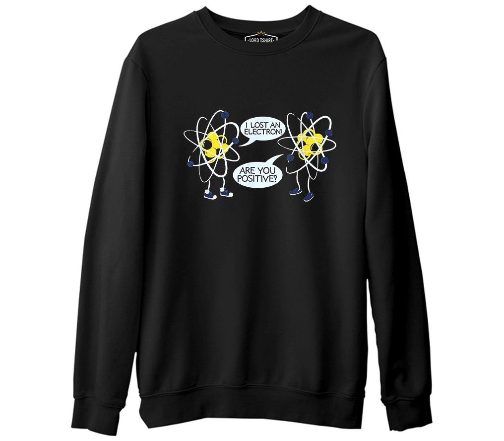 Okul ve Bilim - Fizik ve Elektron Siyah Erkek Kalın Sweatshirt