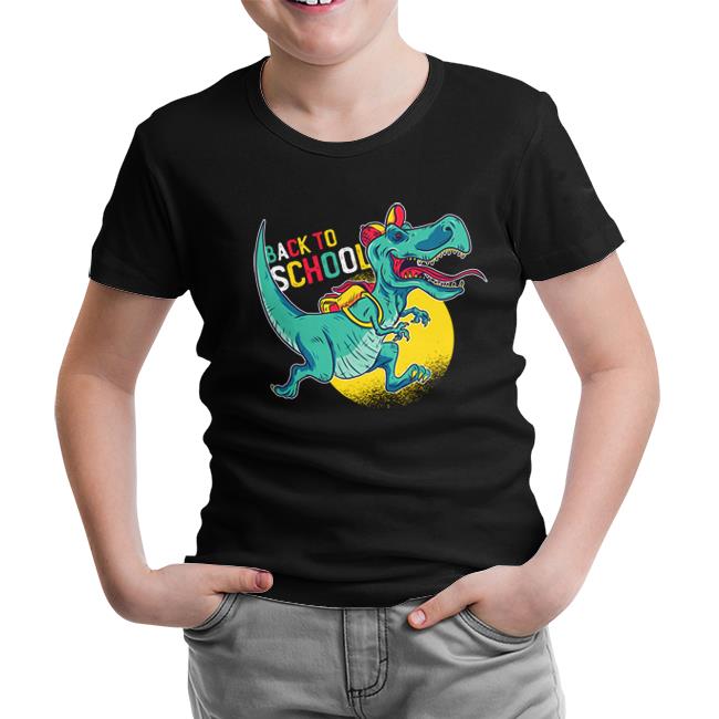 Back to School - Dinosaur Black Kids Tshirt
