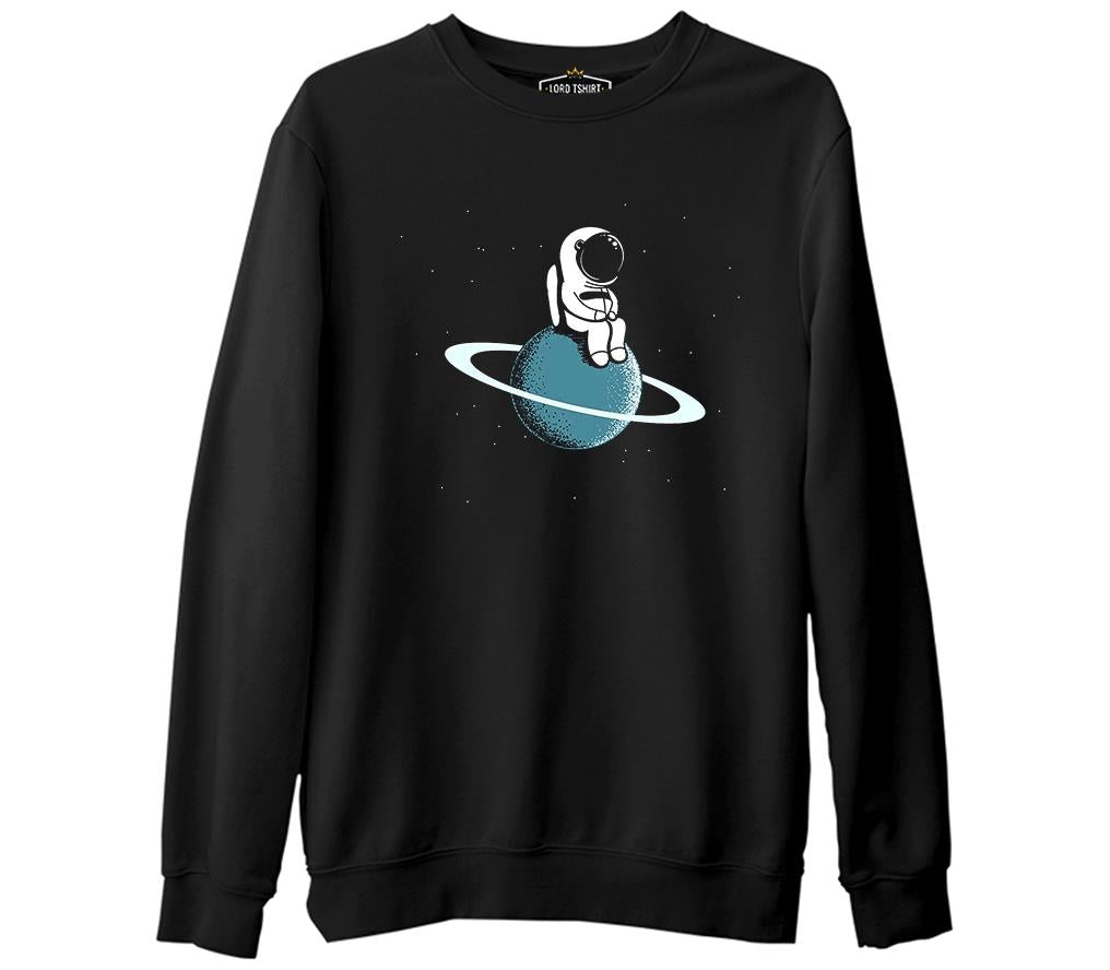 On the Saturn Siyah Erkek Kalın Sweatshirt
