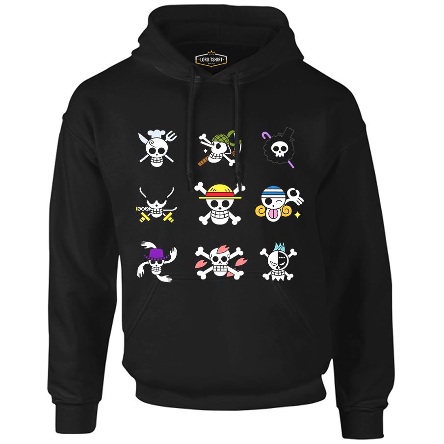 One Piece - Character Flags Black Men's Zipperless Hoodie