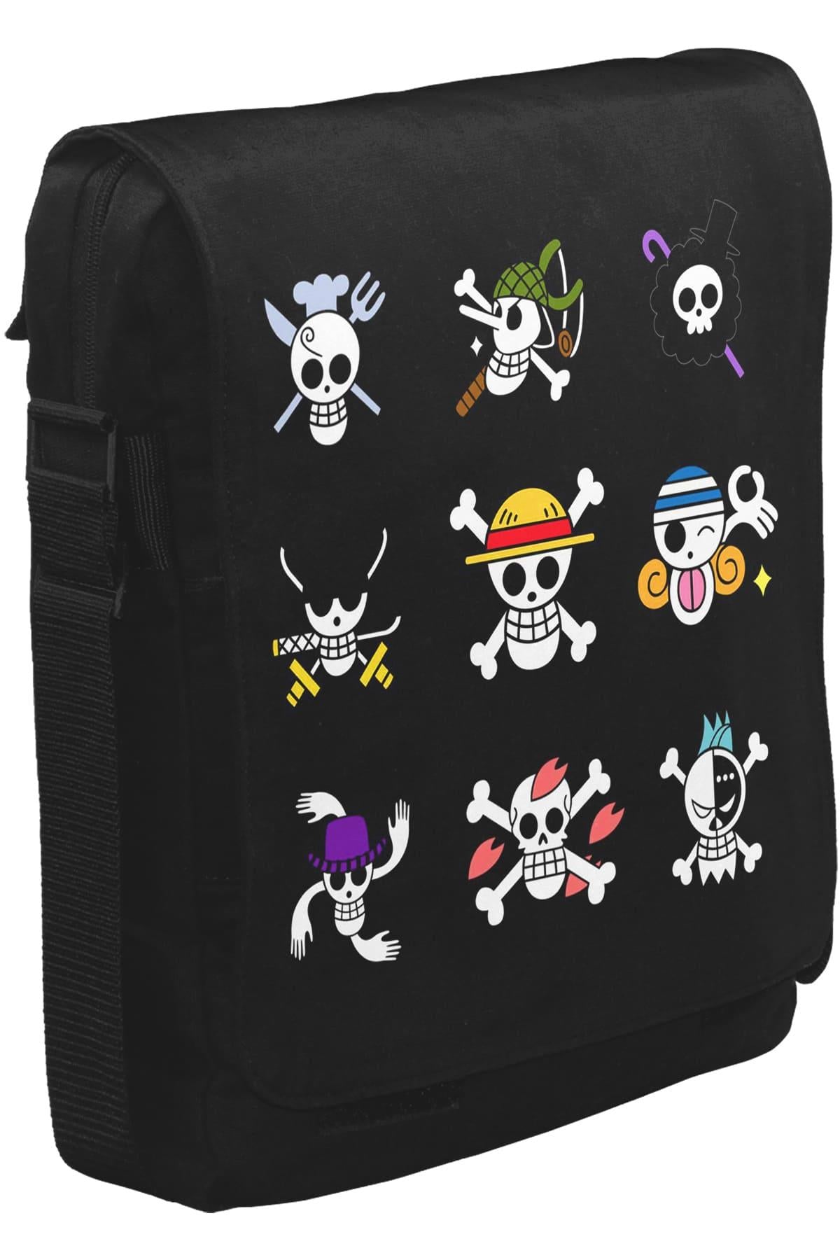 One Piece - Character Flags Unisex Siyah Postacı Çanta
