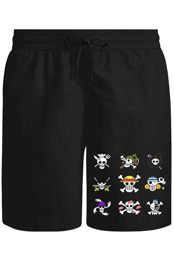 One Piece - Character Flags Unisex Siyah Şort