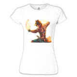 One Piece - Flame Beyaz Kadın Tshirt