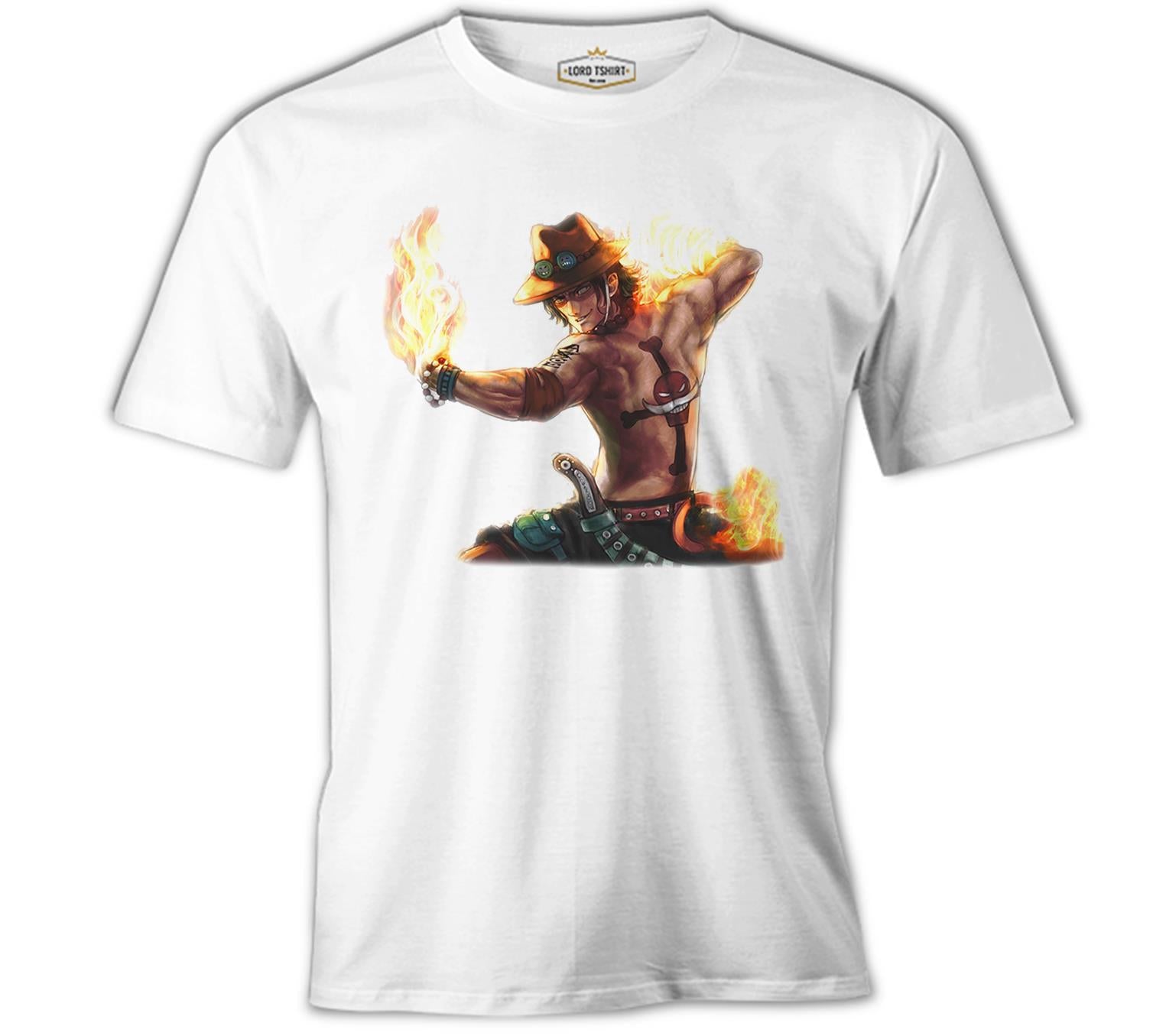 One Piece - Flame White Men's T-Shirt 