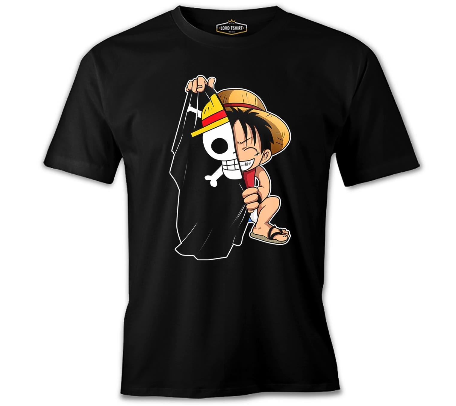 One Piece - Luffy and the Pirate Flag Black Men's Tshirt